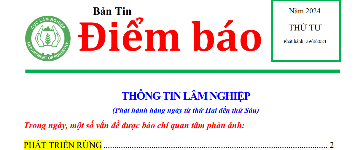 BẢN TIN ĐIỂM BÁO - CỤC LÂM NGHIỆP