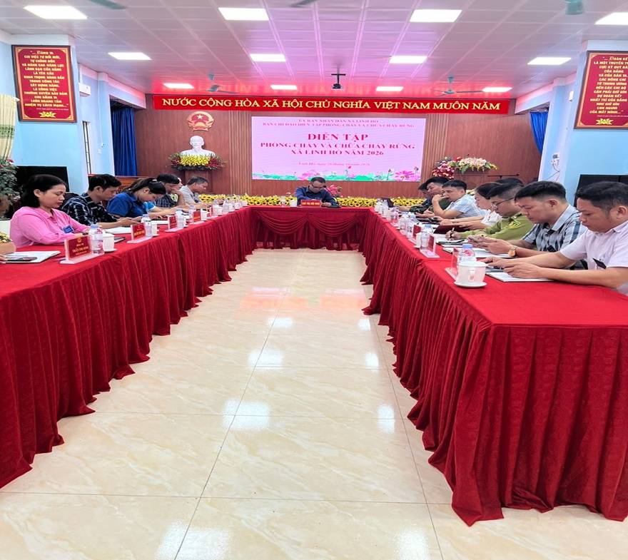 Xã Linh Hồ diễn tập thành công ứng phó cháy rừng và tìm kiếm cứu nạn năm 2026